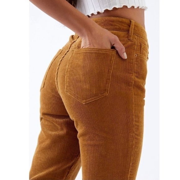 PACSUN Corduroy Mom Jean Golden Brown Oak Tapered Crop 5-Pocket Pants Women's 23 - Picture 8 of 16